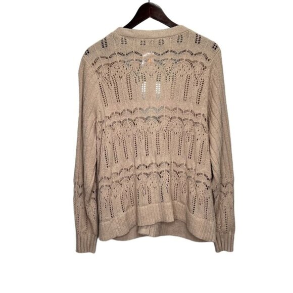 Torrid Tan Neutral Cream Pointelle Cardigan V-Neck Sweater 2X NWT Brand New - Picture 3 of 14